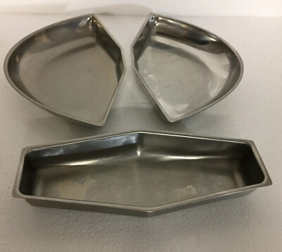 3PC VINTAGE GENSE STAINLESS 18-8 SERVING BOWLS DISHES TRAYS MADE IN SWEDEN