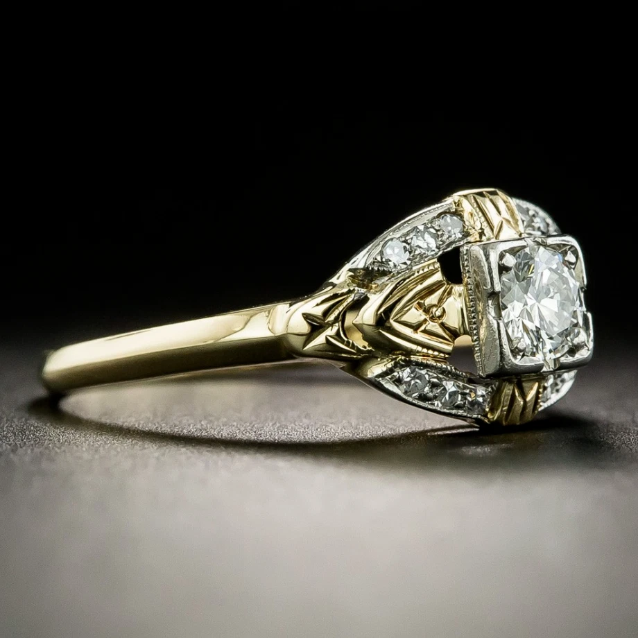 Art deco cz engagement rings sale