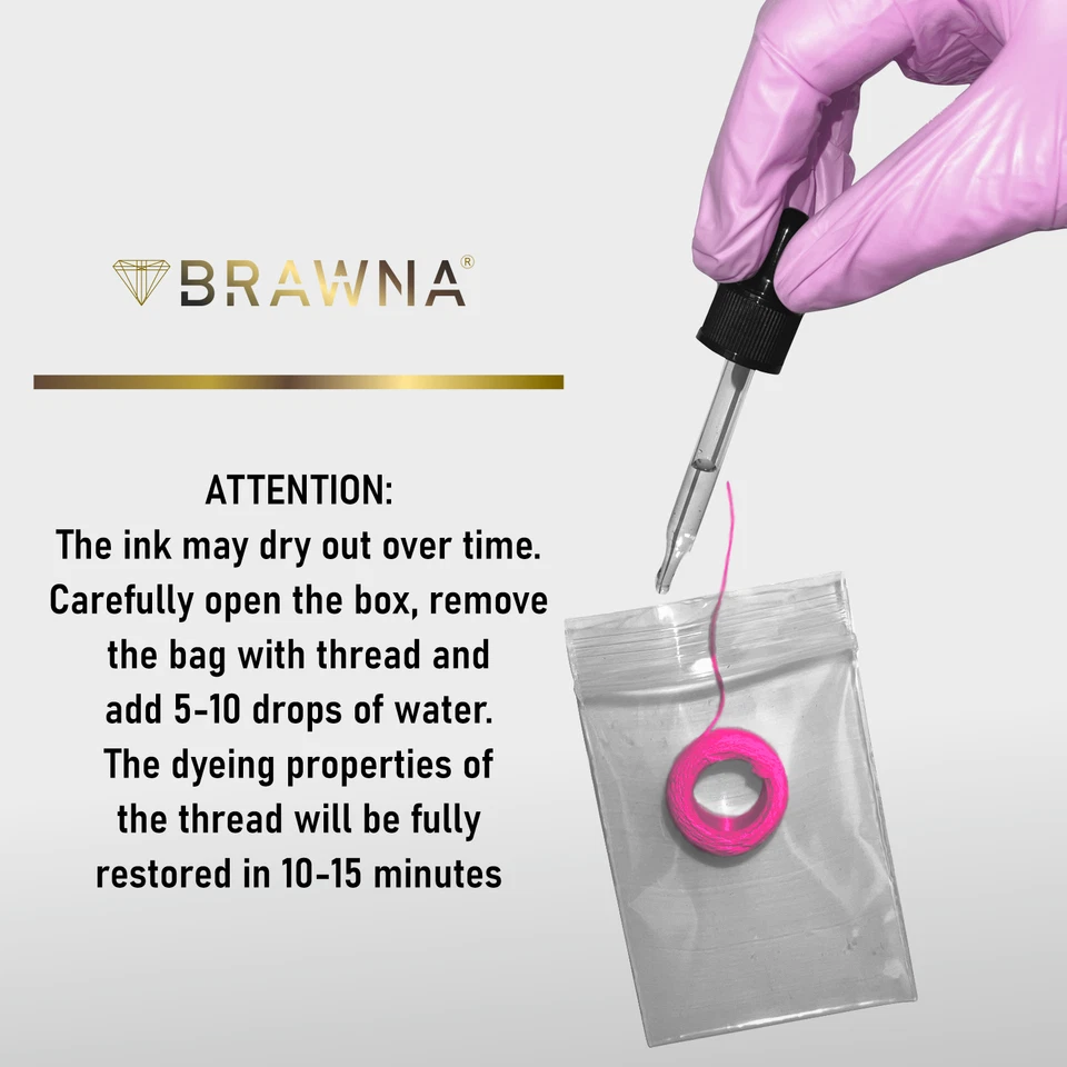 BRAWNA 30M Pre-Inked Eyebrow Mapping String | Microblading Supplies I Pink - Image 4 of 4