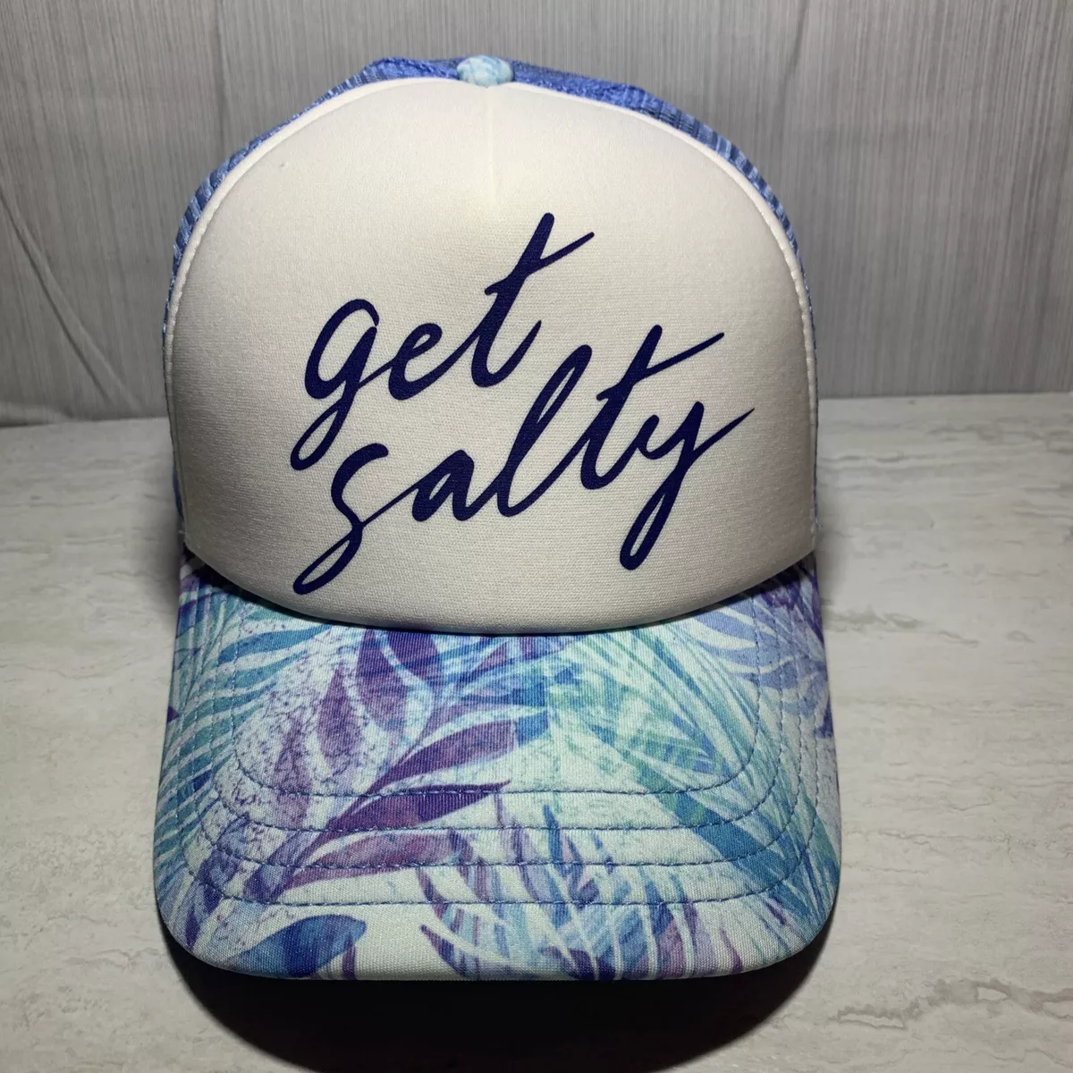 Salt Life Get Salty Blue Tropical Trucker Mesh Snapback Adjustable Hat  Unisex