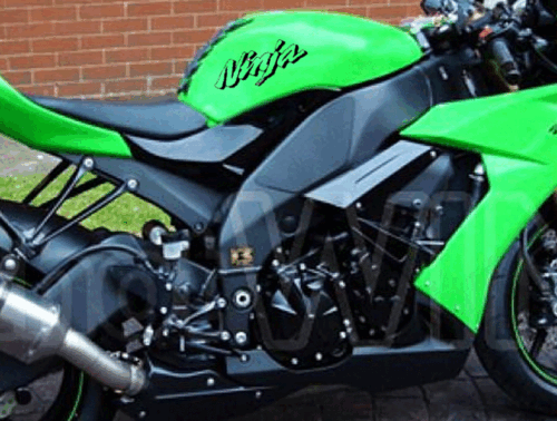 NINJA OUTLINE TANK FAIRING MOTORCYCLE DECAL STICKER (2) 250/300/ZX6/ZX10/ZX14 - Foto 2 di 9