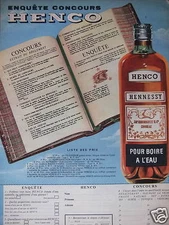 1958 HENCO HENNESSY WATER DRINKING PRESS AD - ADVERTISING