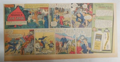 Wildroot Cream Hair Tonic Ad: The Adventures of Sam Spade ! 1940's 7.5 x 15 inch