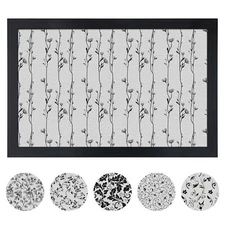 ArtToFrames Custom Cork Bulletin Board Black White Floral Framed in Satin Black