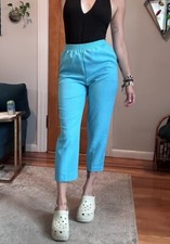 Vintage 90s Robin  s Egg Blue Mom Pants Stretchy Comfy Casual High Waisted