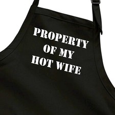 Funny Property of my Hot Wife Apron Full Length Gift for Husband Valentines Day