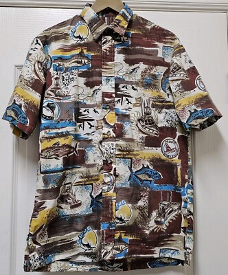 Island Traditions Of Hawaii Shirt Mens Medium Aloha Hawaiian Marlin Fishing