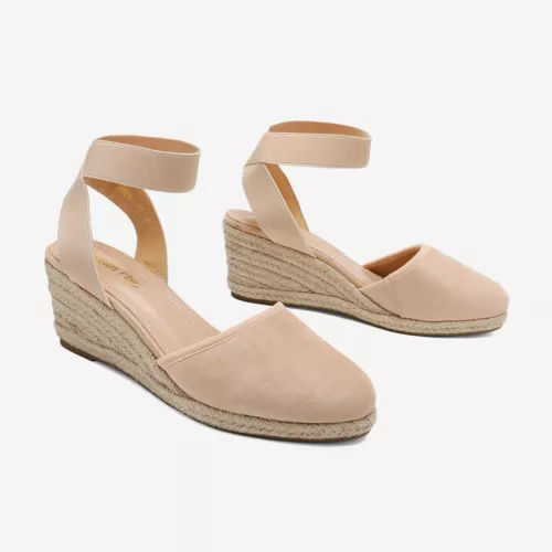 Damenschuhe Espadrilles Keilabsatz elastische Knöchelriemen eng anliegend elegante Schuhe - Bild 25 von 38