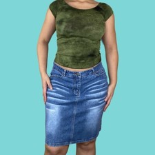 Route 66 Vintage Denim Knee Length Skirt Size: 12