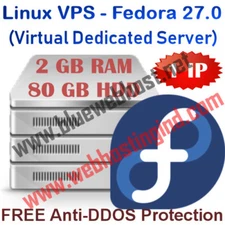 Linux VPS - Fedora 27.0 (Virtual Dedicated Server) 2GB RAM + 80GB HDD