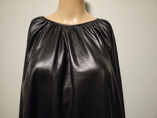 Wilfred Women's Bica Black Vegan Leather 3/4 Sleeve Top Blouse Size M - Picture 2 of 7