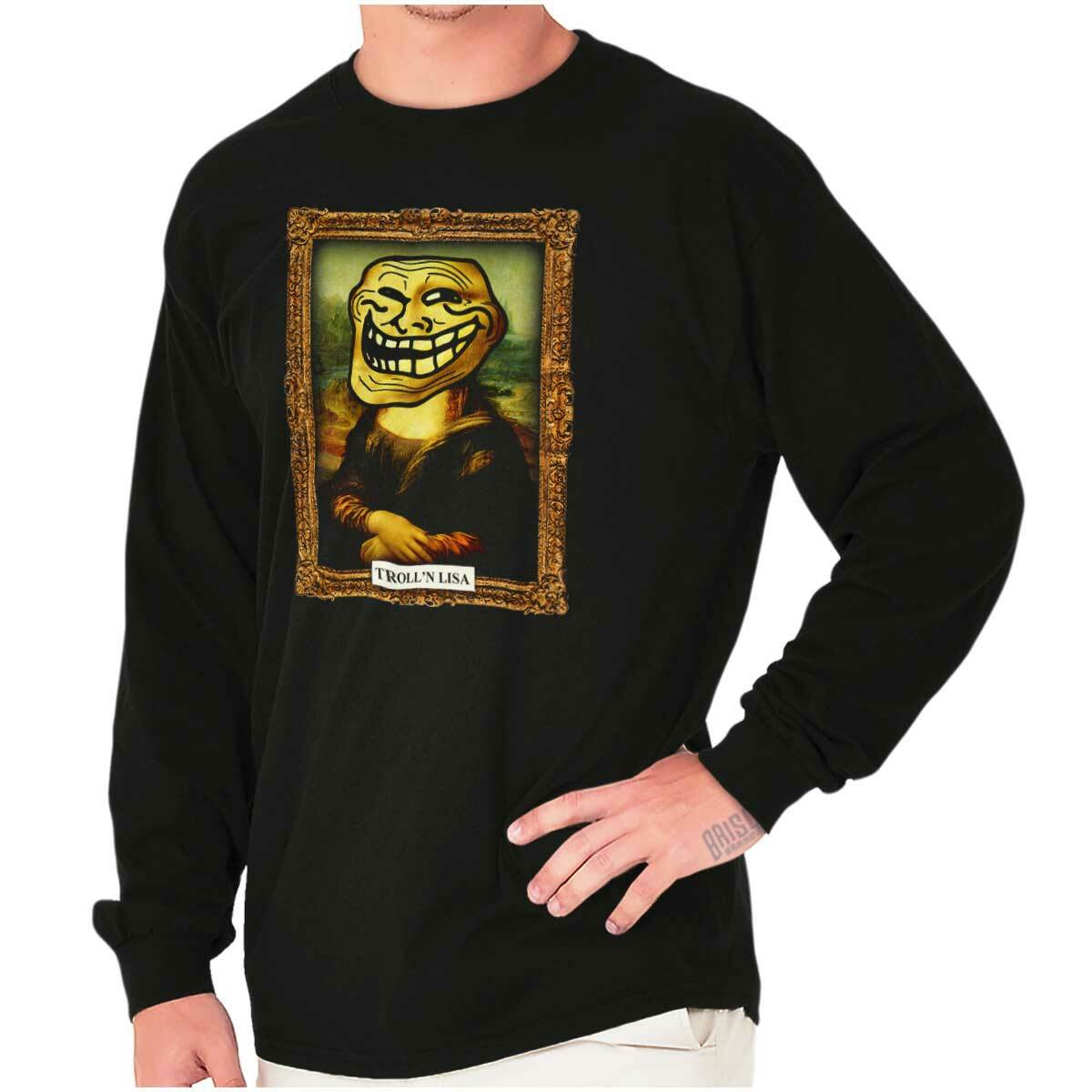 Troll Face Funny Mona Lisa Art Painting Meme Long Sleeve Tshirt