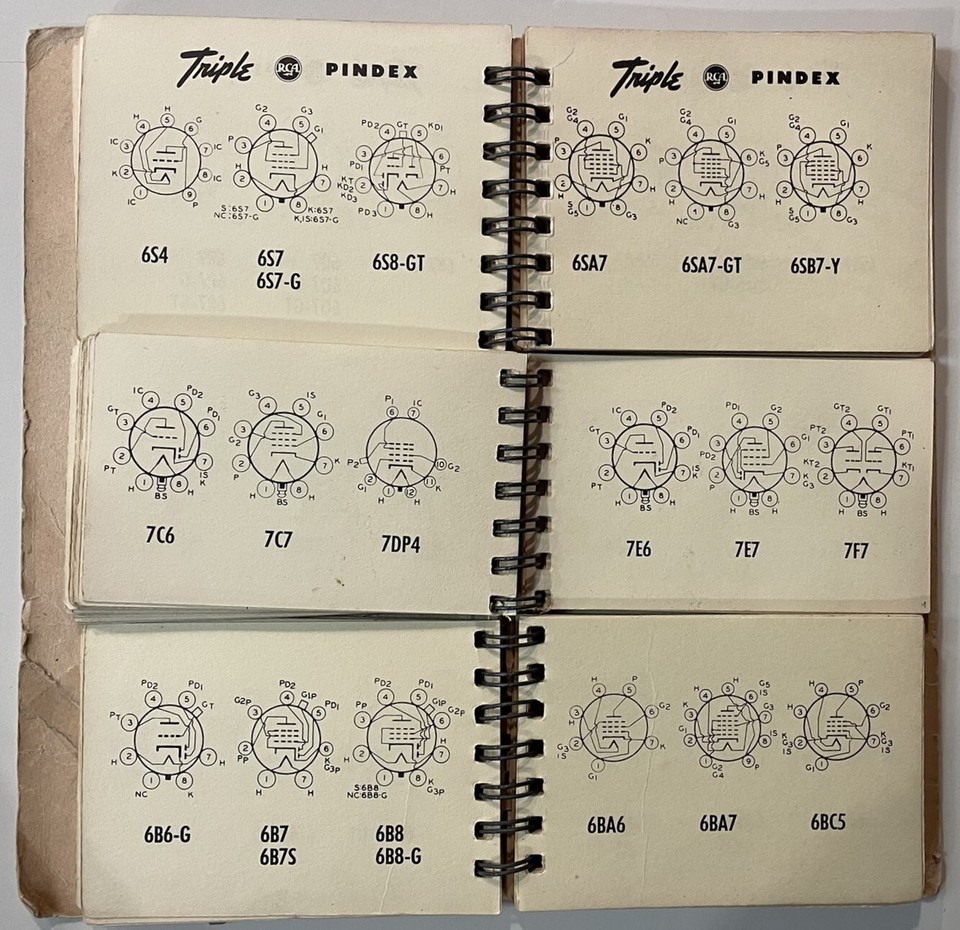 RCA Triple Pendex Recieving Tube Base Diagram Guide 1950 vacuum tube guide eBay