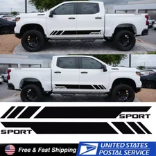 2Pcs Black Truck Side Skirt Door SuperCrew Decal Sticker Stripe For Nissan Titan