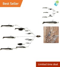 Bass Catching Umbrella Rig with 8 Blades - Includes Swim Baits & Jig Heads