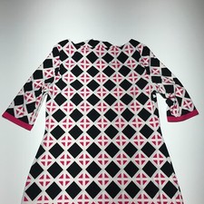 Eliza J Dress Womens Size 6 Pink Black White Geometric Print Boat Neck Sheath