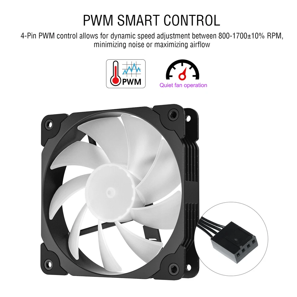 Vetroo V5 CPU Cooler PC Heatsink w/5 Heat pipes 120mm PWM Fan ARGB Fan AMD Intel - Image 3 of 4