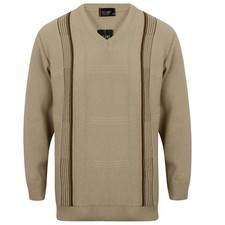 MENS STRIPED V NECK JUMPERS PULL OVER KNITWEAR SWEATER KNITTED LONG SLEEVE TOP