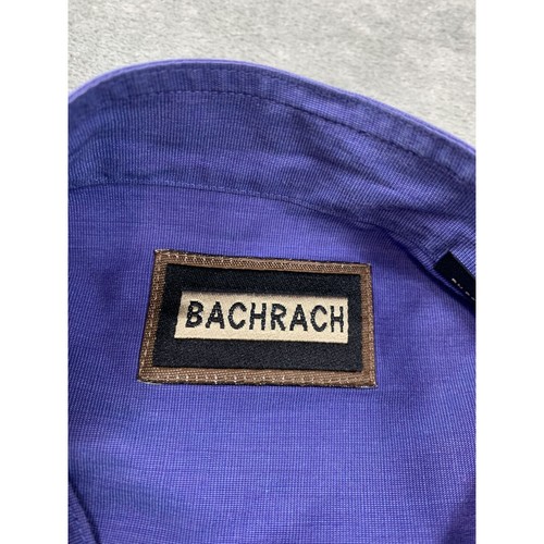 Bachrach Men's Button-Down Shirt Large 100% Cotton Purple Long Sleeve - Picture 3 of 9