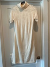 Calvin Klein Size SP Ivory Wool Blend Turtleneck Short Sleeve Sweater Dress