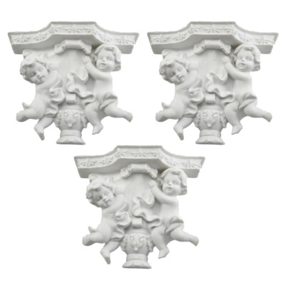 Mega Crafts - Double Babies Poly Resin Figurine Plaque - White, Set of 3