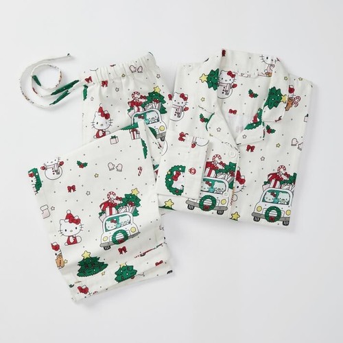 Pottery Barn Teen Flannel Hello Kitty 2pc Pajama Set Youth Size Large, Christmas - Picture 2 of 2