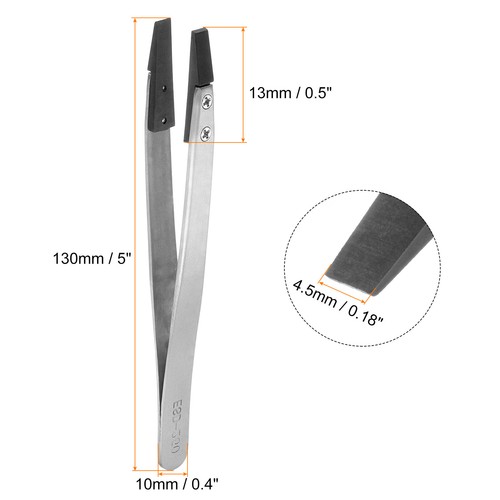 3pcs Precision Ceramic Tweezer 4.6" Stainless Steel Tweezer Anti-Static Flat Tip - Picture 2 of 6