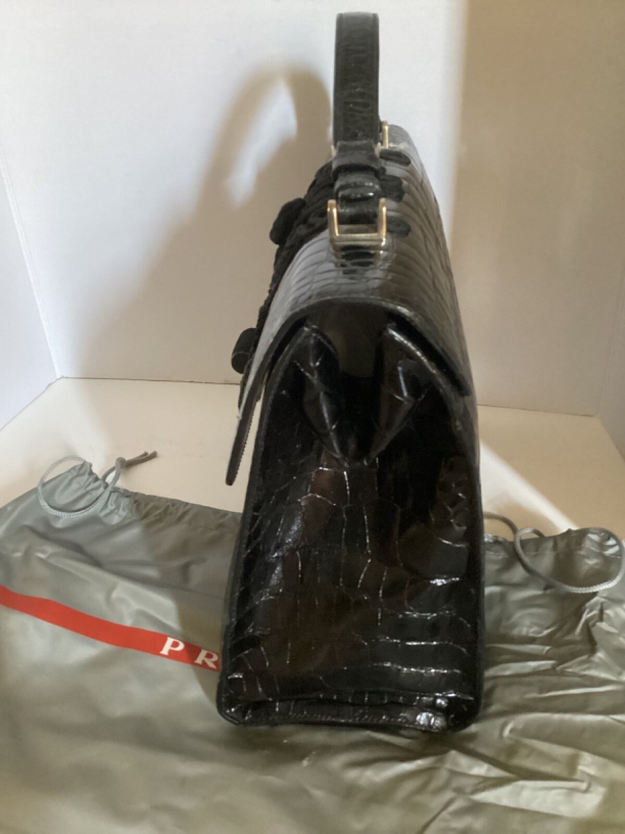 100 % AUTHENTIC ALLIGATOR EMBROIDERED PRADA COCCO WOMAN BAG | eBay