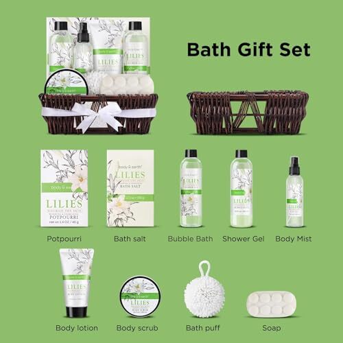 Gift Baskets For Women 10pcs Spa Gifts For Women, Lily Gift Baskets Bath and - Afbeelding 4 van 7