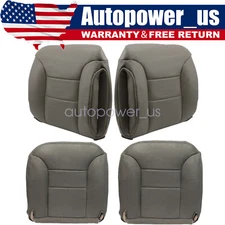 Gray Leather Seat Cover Set For 1995-1999 Chevy Tahoe&GMC Yukon/Sierra-Front Row