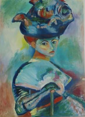 Bild Ölgemälde Original von Kopie 70x50 Henri Matisse Dame im blauen Hut