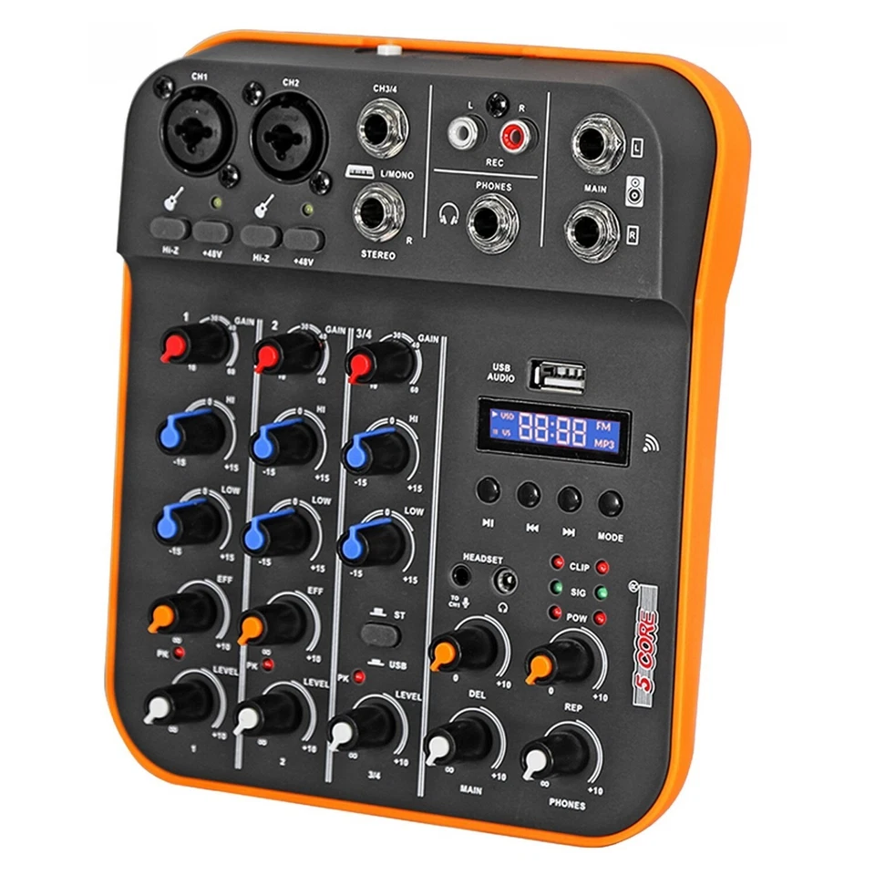 5Core Audio Mixer 4 Channel DJ Soundboard USB Interface Bluetooth XLR Console - Image 2 of 4