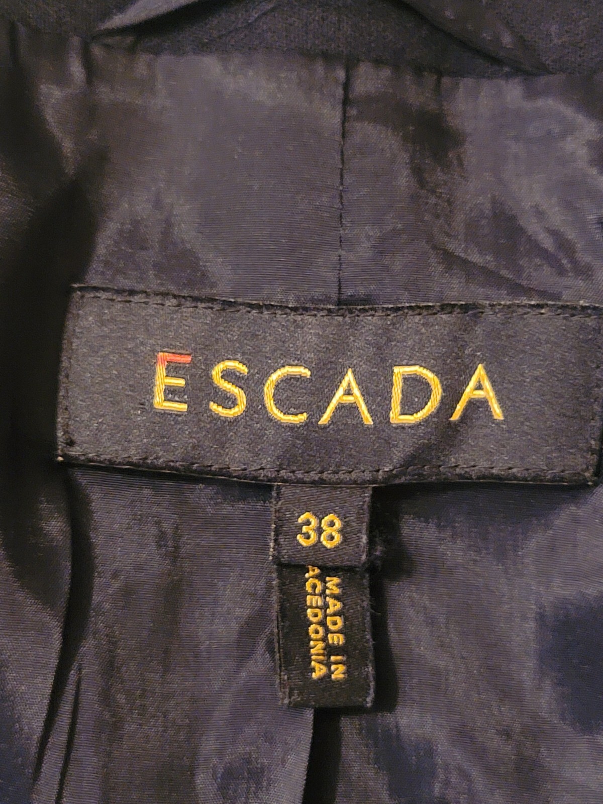Escada Navy Blue Hidden Button Jacket Blazer Size 38 Gem