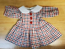 19TH CENTURY STYLE RED WHITE BLUE   PLAID DRESS for 16" CPK Cabbage Patch kids