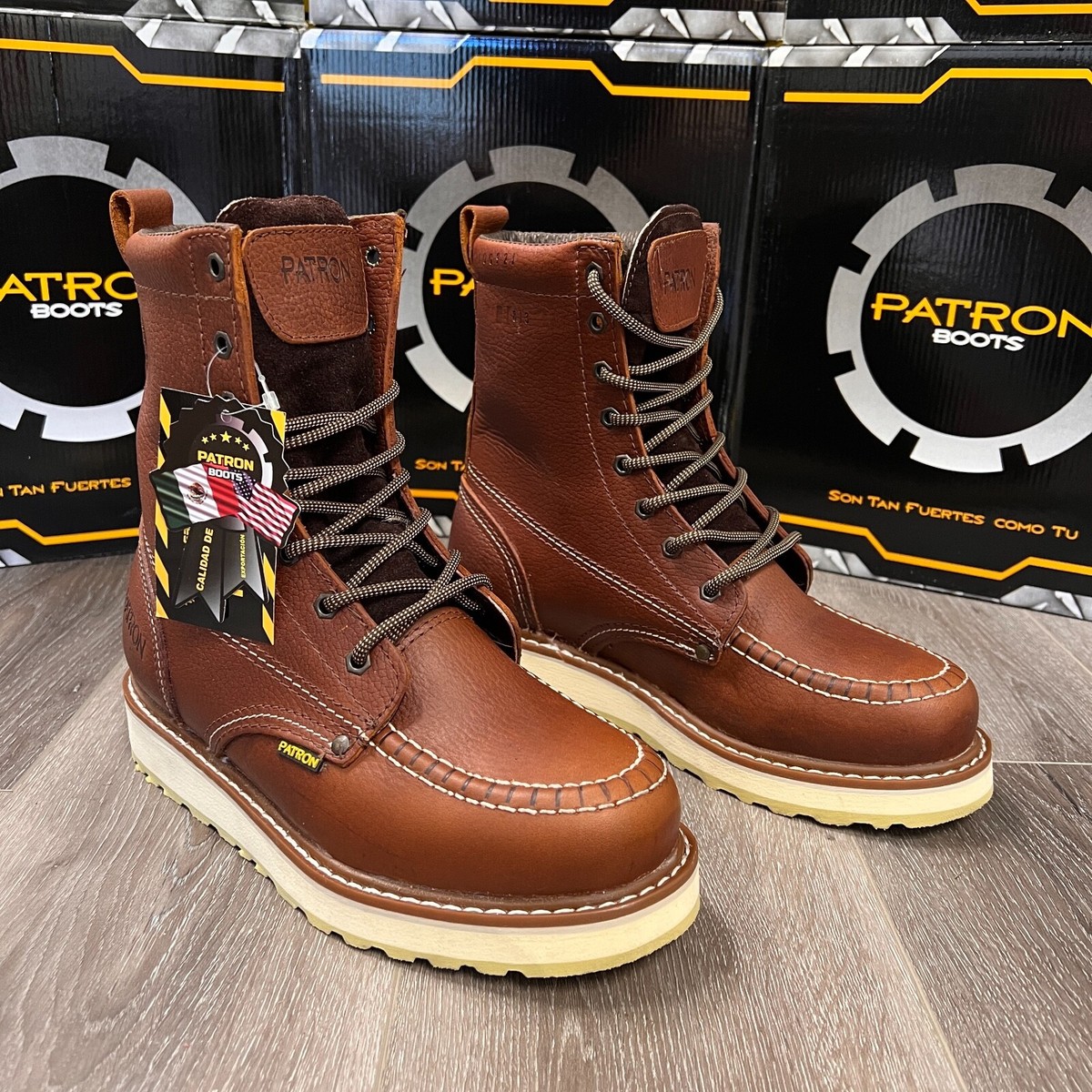Steel Toe Work Boots Moc Toe Calf High Slip Resistant Lace Up Faux Leather Justin Men main image 2
