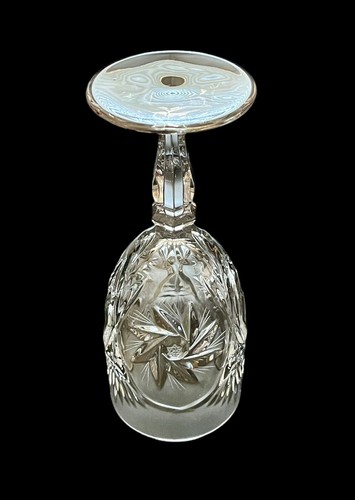 Decanter vintage bohémien cristallo taglio ceco 13"" con bicchieri da vino rotellina nuova - Foto 19 di 19