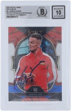 Ludwig Kaiser WWE Signed 2023 Panini Select Red & Blue #4 BAS Fanatics 10 Card