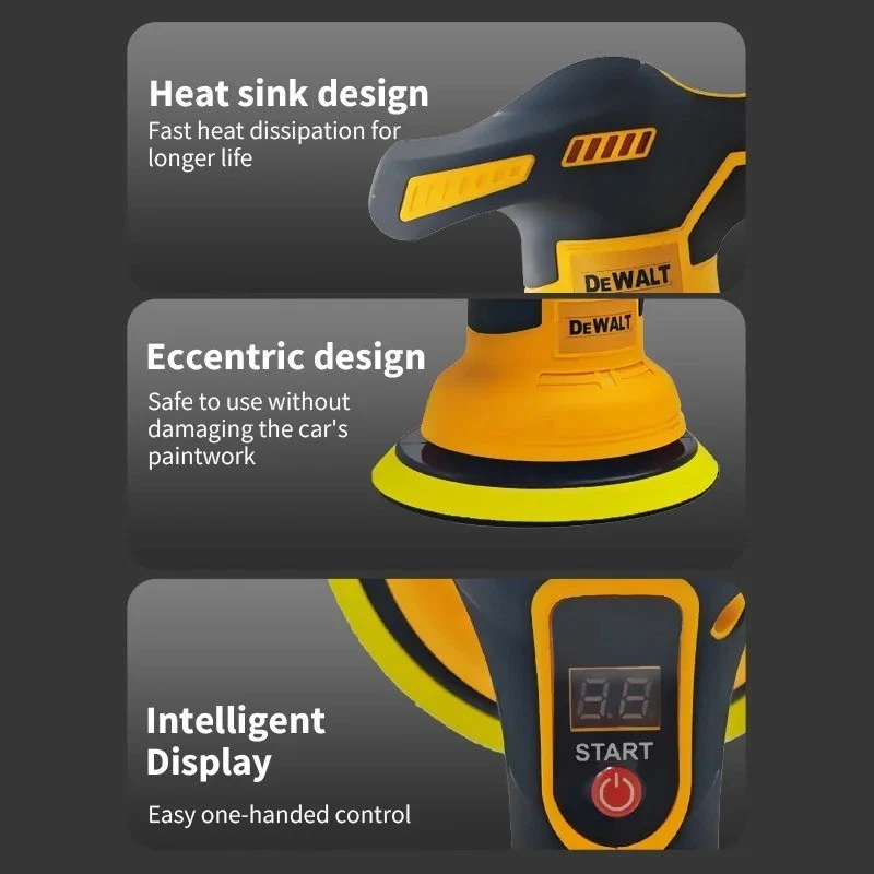 Беспроводная электрическая восковая машина для полировки автомобилей с цифровым дисплеем Dewalt 8 Gears - Изображение 4 из 4
