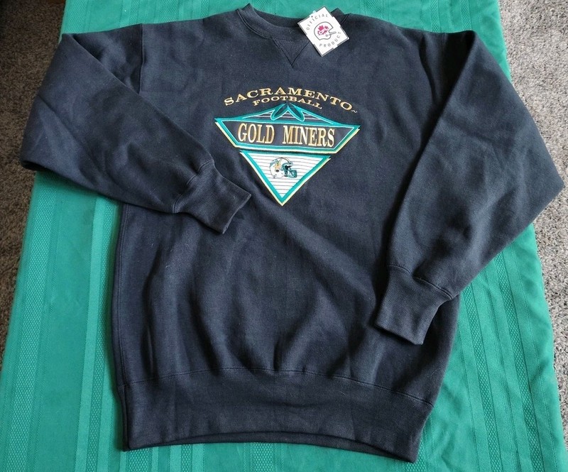 Vintage CFL Sacramento Gold Miners Crew  Midwest Embroidery Mens Med NWT