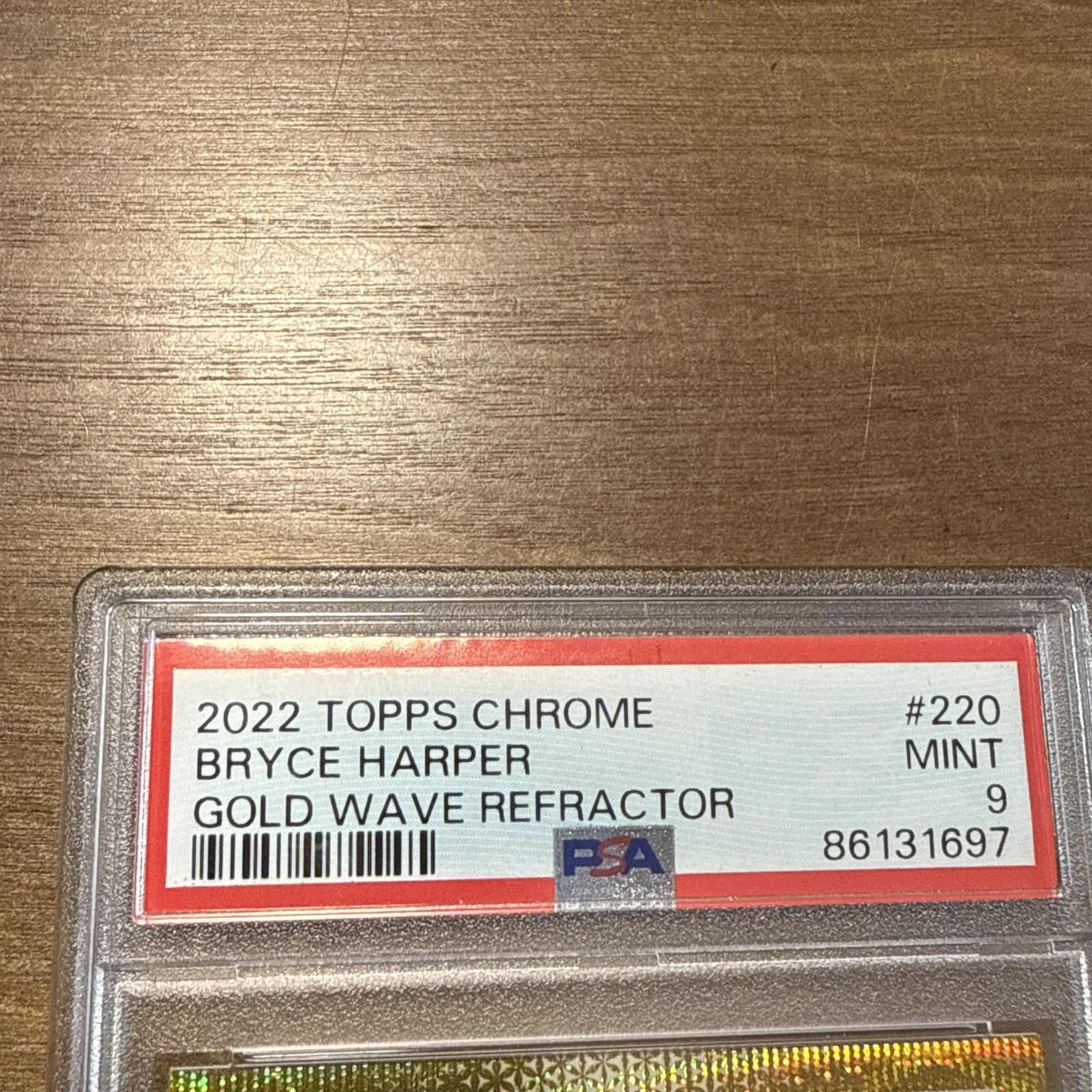 2022 TOPPS CHROME BRYCE HARPER GOLD WAVE REFRACTOR /50 PSA 9 PHILLIES CARD view 4