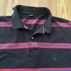 Vintage Ralph Lauren 90s Knit Polo Shirt Large Black Red Blue Stripe Pony 23x30