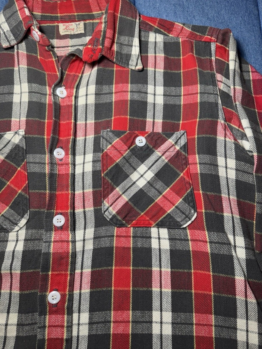 Vintage 1950s-60s Winter King Red Plaid Button Up Flannel Vintage 1950s-60s Winter King Red Plaid Button Up Flannel