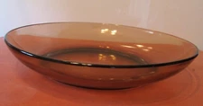 Vintage France Duralex Brown/Amber Shallow Glass Bowl 2" x 11"