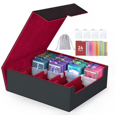 4-Row  3200   Trading Card Storage Box, Card Organizer Holder with 24 Dividers...