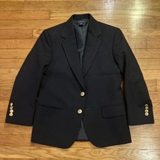 Lands End Boys Navy Blue Blazer Wool Fully Lined Size 8