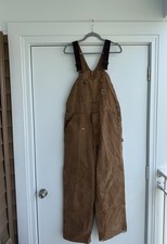 VTG Distressed Carhartt Double Knee 36x30 Brown Duck Overalls R06 BRN