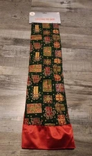 Vintage 80s Christmas Presents Tree Skirt 52" Green Red Trim USA Trim A Home NOS