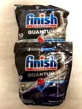 (2) Finish Quantum Powerball Automatic Dishwasher Detergent 50 Tabs 22 oz