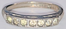 Vintage Signed Sterling Silver 925 White CZ Half Eternity Band Ring SZ 7.5, 3mm
