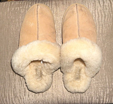 UGG Scuffette II Beige Suede Shearling Fur Trim Slip-On Slipper US 8 1106872